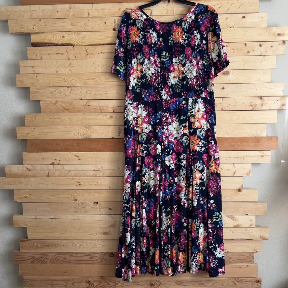 Blair Womens Cottagecore Floral Print Short Sleeve Smocked Challis Dress size L - Picture 12 of 12